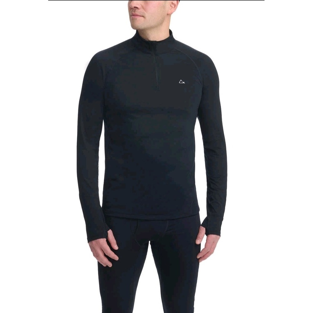 Paradox Black Merino Wool Blend Top Quarter Zip Base Layer Top Thumbholes M